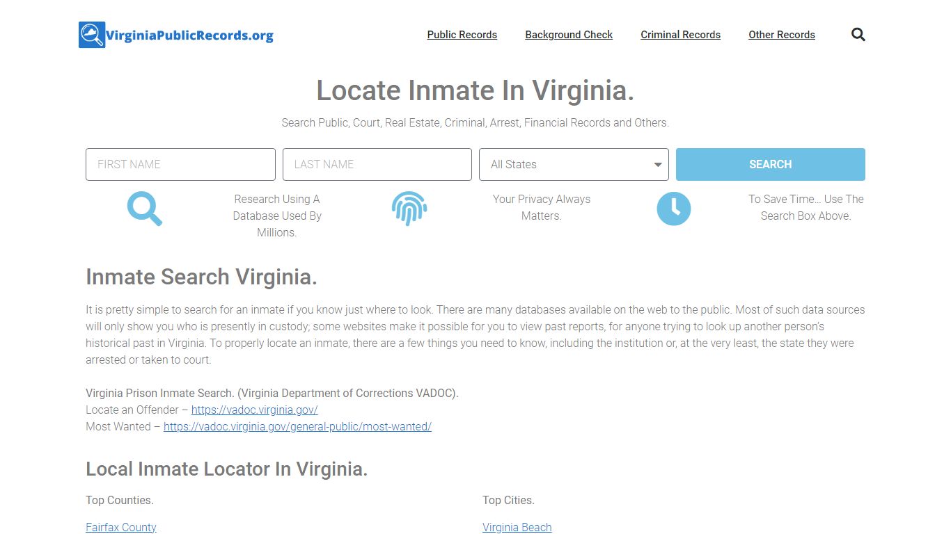 Virginia Inmate Search: Locate Va Doc Prison and Jail Inmates