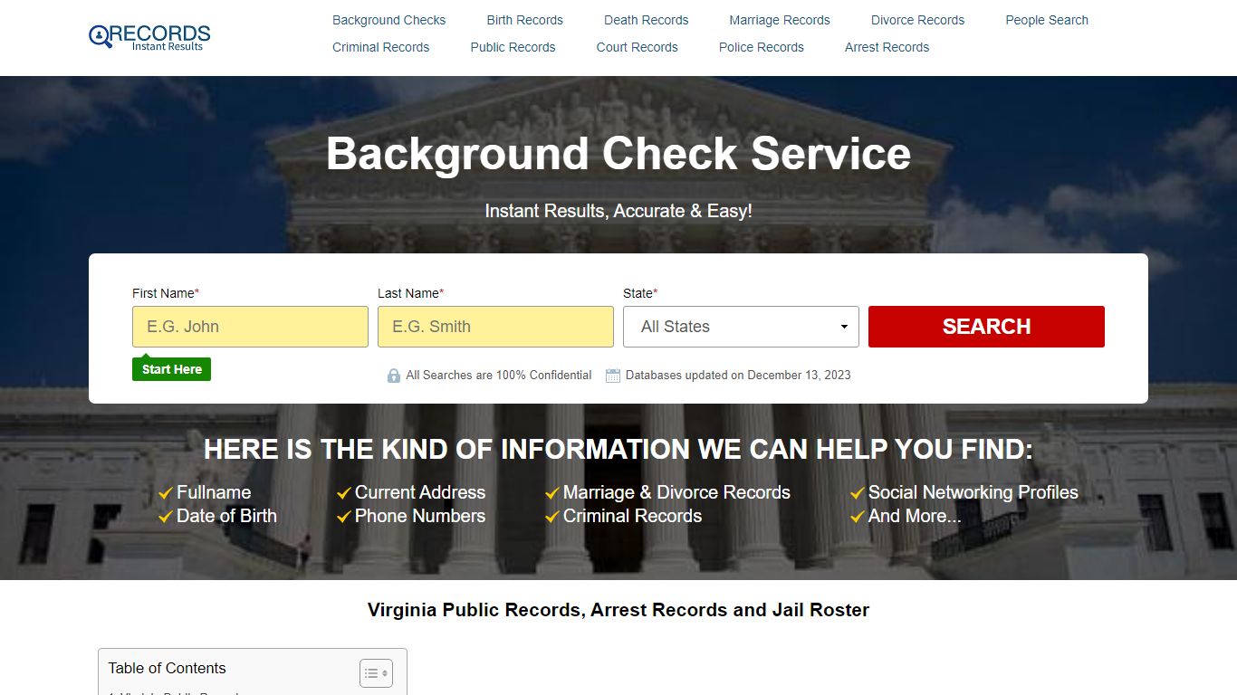 Virginia Public Records, Arrest Records and Jail Roster